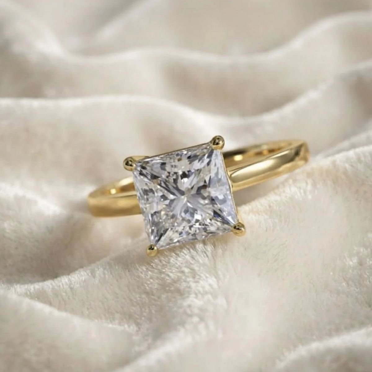 IGI Certified Princess Cut solitaire engagement Ring