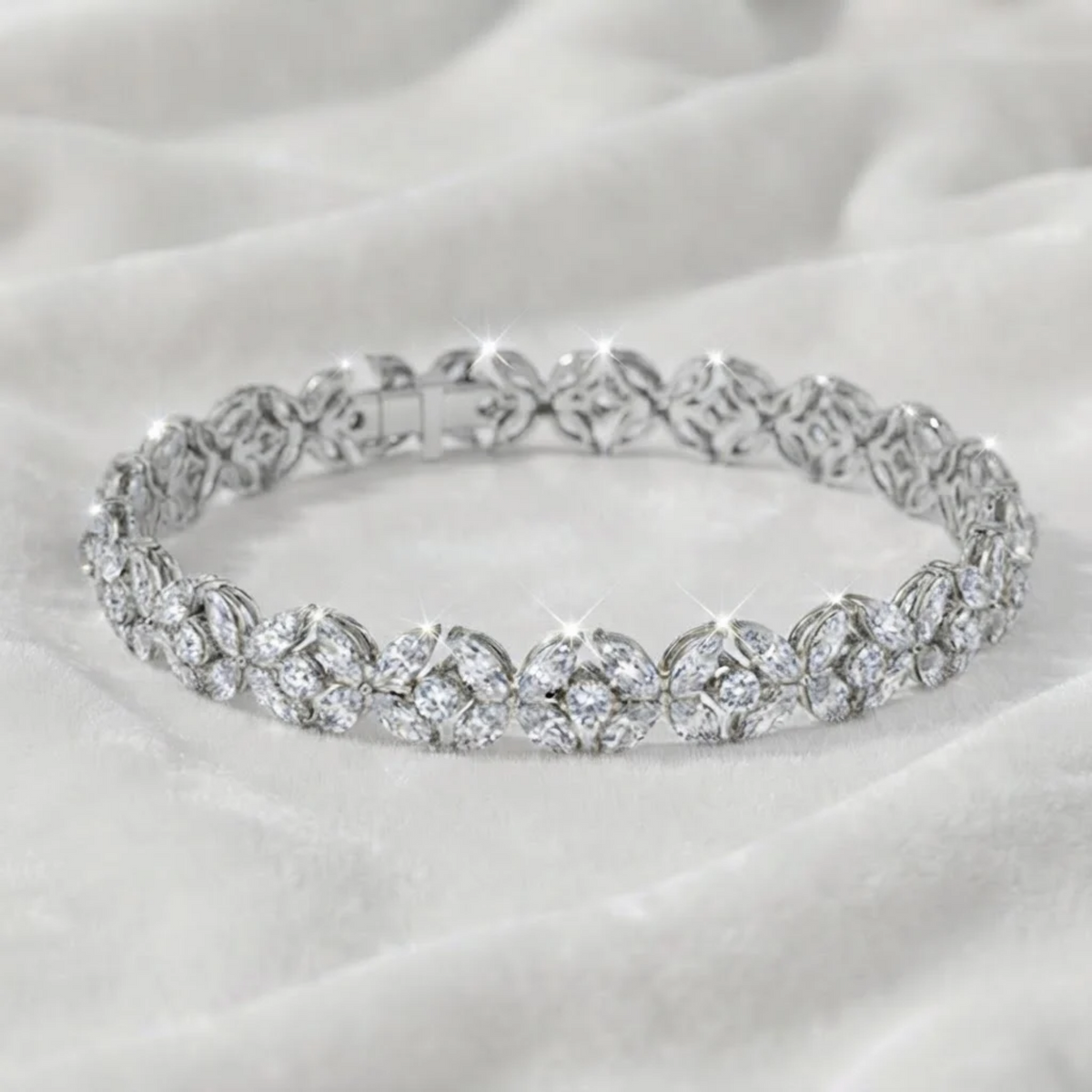 Marquise and Round Cut Floral Lab Grown Diamond Bracelet