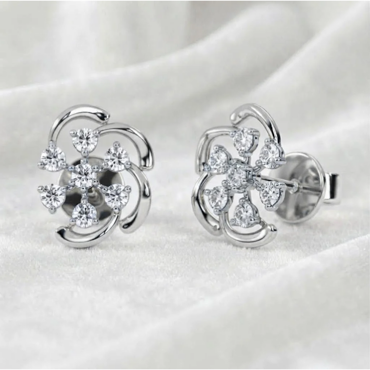 Lab Grown Flower Style For Women Wedding Earrings