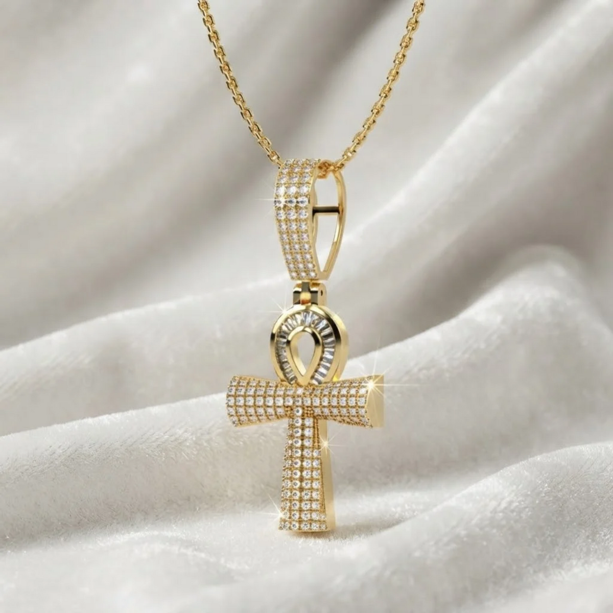 Diamond Cross Pendant Baguette and Round Diamond Cross