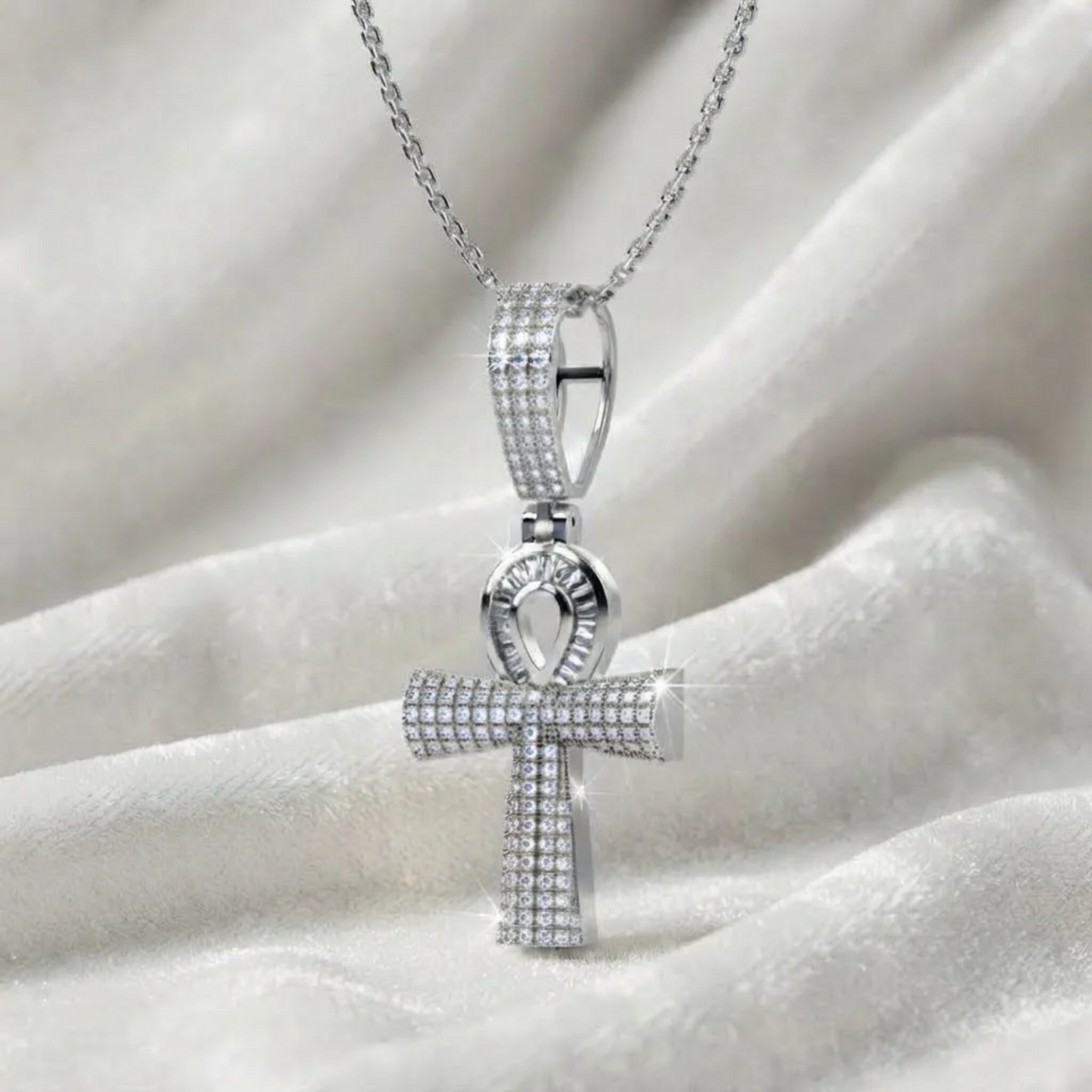 Diamond Cross Pendant Baguette and Round Diamond Cross