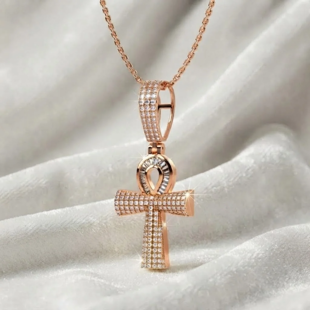 Diamond Cross Pendant Baguette and Round Diamond Cross