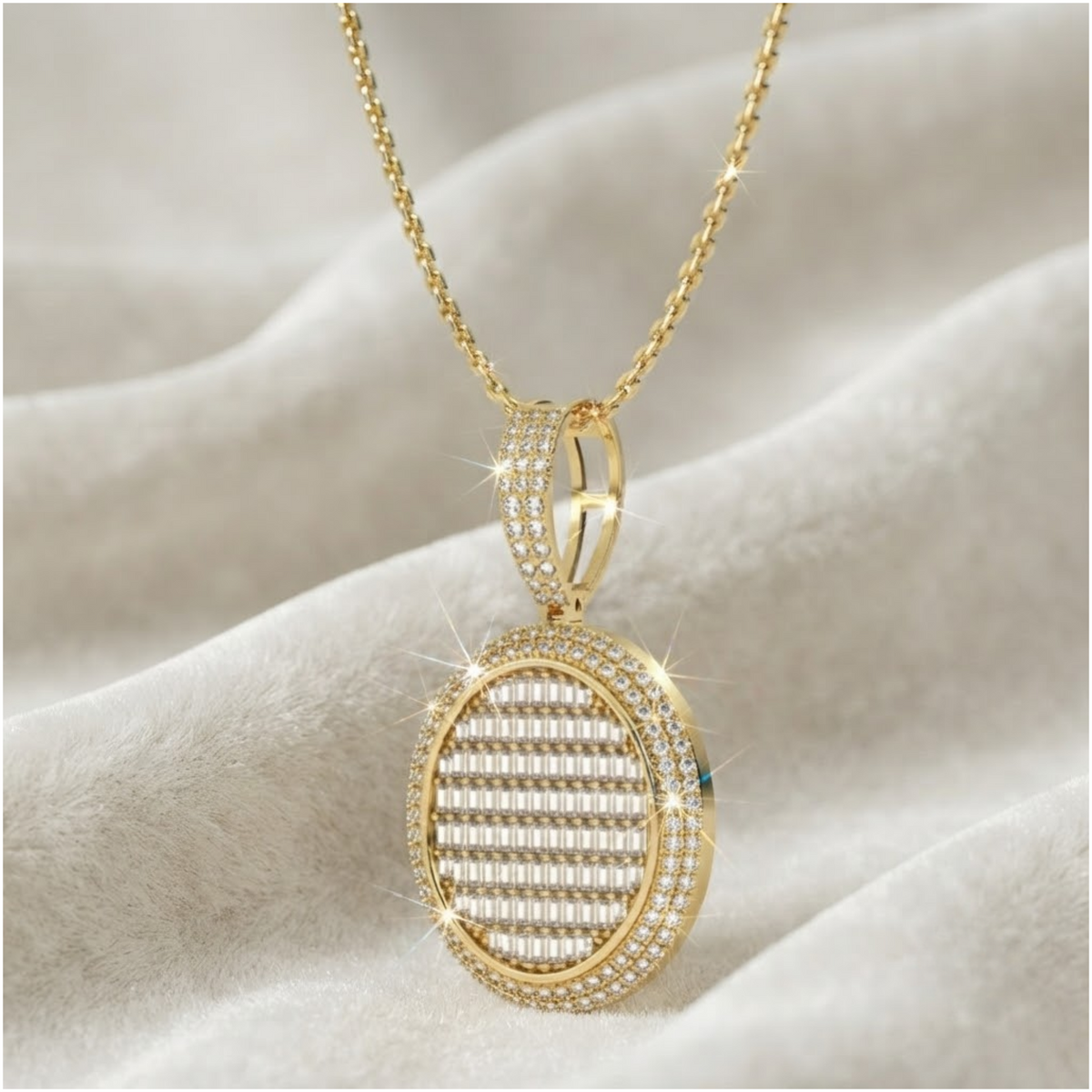 Men's-Women's Iced Blinged Out Round Circle Hip Hop Medallion Pendant