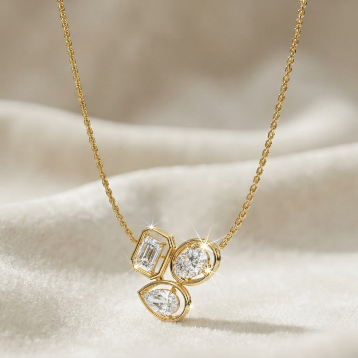 Three Stone Lab Grown Necklace