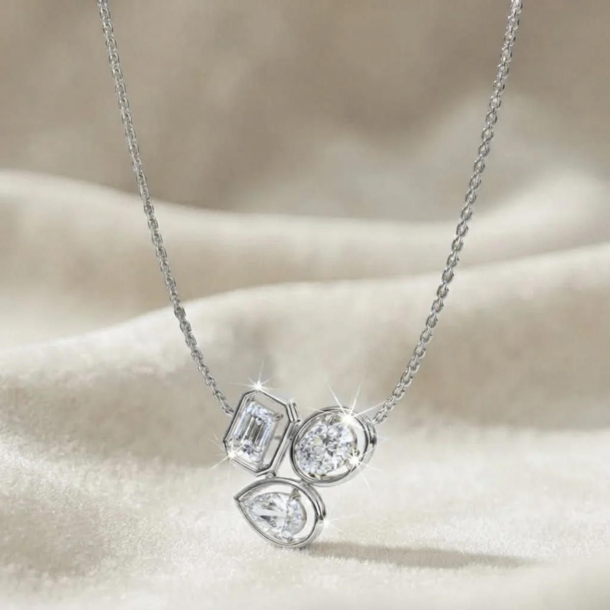 Three Stone Lab Grown Necklace