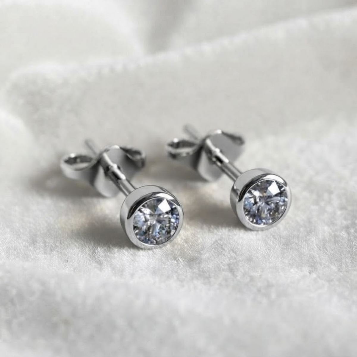 Diamond Bezel Studs Second Hold Stud Diamond Earrings