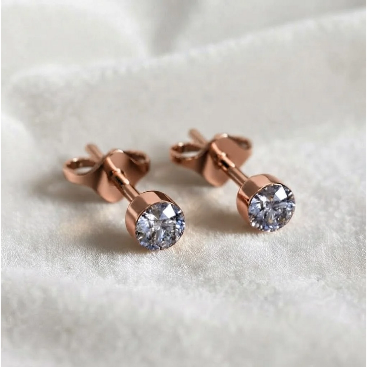 Diamond Bezel Studs Second Hold Stud Diamond Earrings