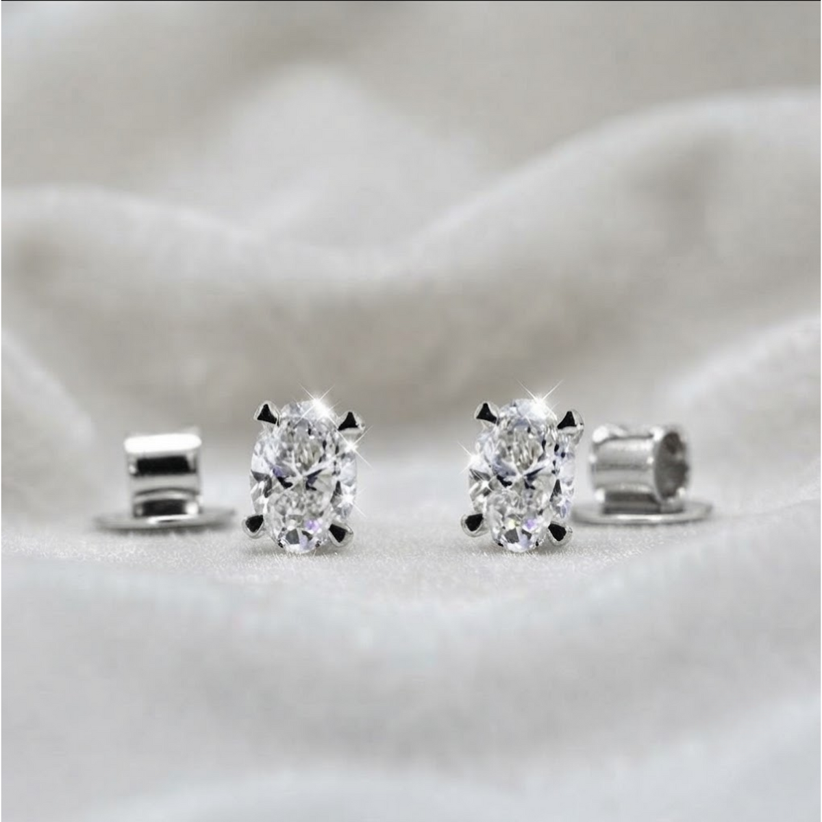 Oval Cut Lab Grown Diamond Stud Earrings