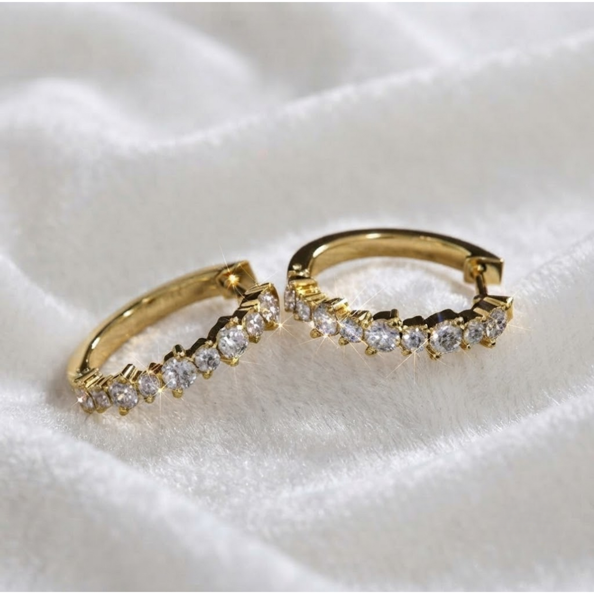Gold Diamond Huggie Lab Grown Diamond Hoop Earrings