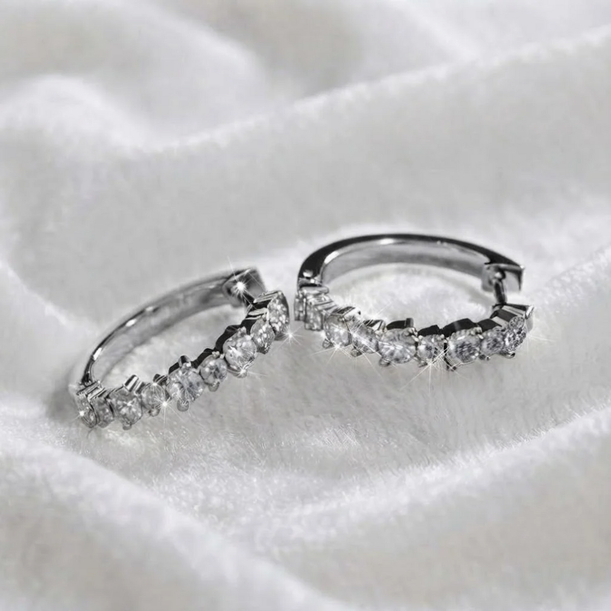 Gold Diamond Huggie Lab Grown Diamond Hoop Earrings