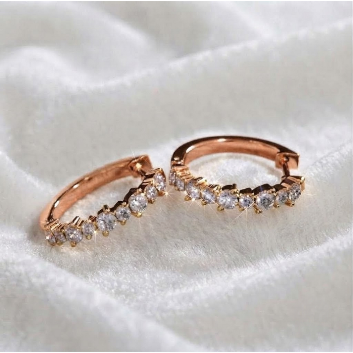 Gold Diamond Huggie Lab Grown Diamond Hoop Earrings