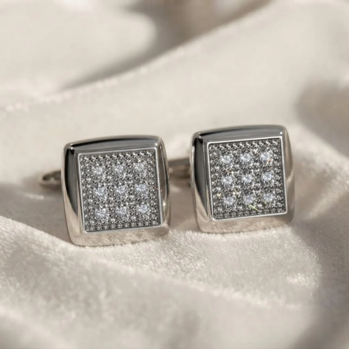 Gold and Diamonds Square Earrings For Women