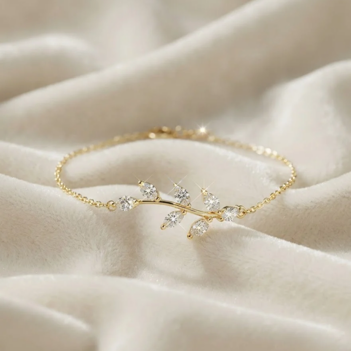 Lab Grown Diamond Dainty Leaf Bracelet
