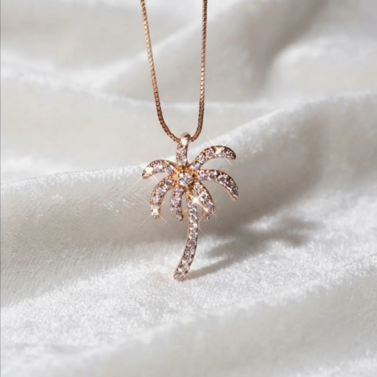 Palm Tree Pendant, Solid Gold Pendant Necklace