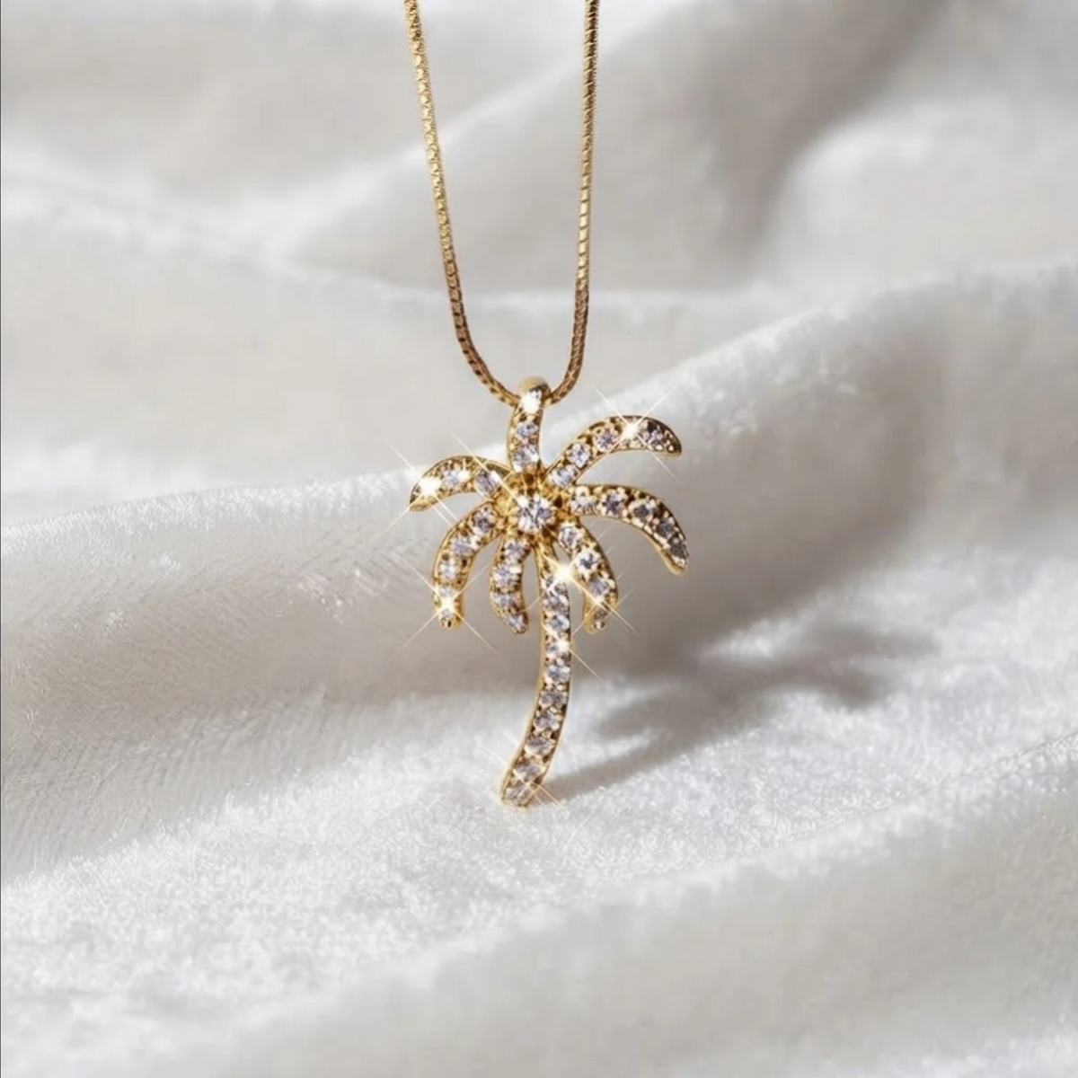 Palm Tree Pendant, Solid Gold Pendant Necklace