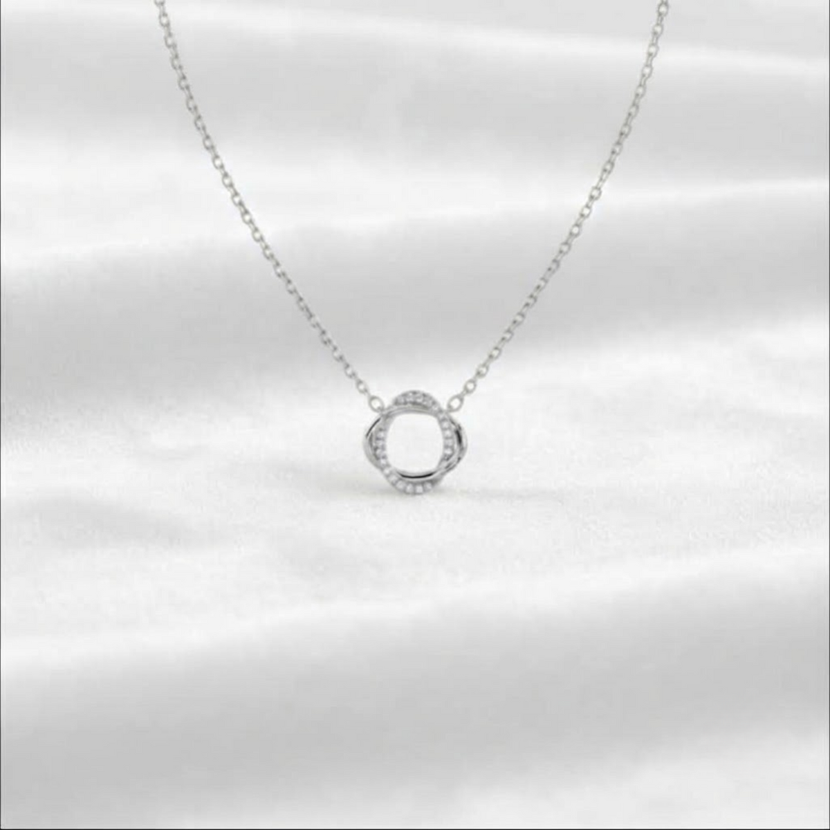 Twisted Circle Pendant Delicate Gold Necklace
