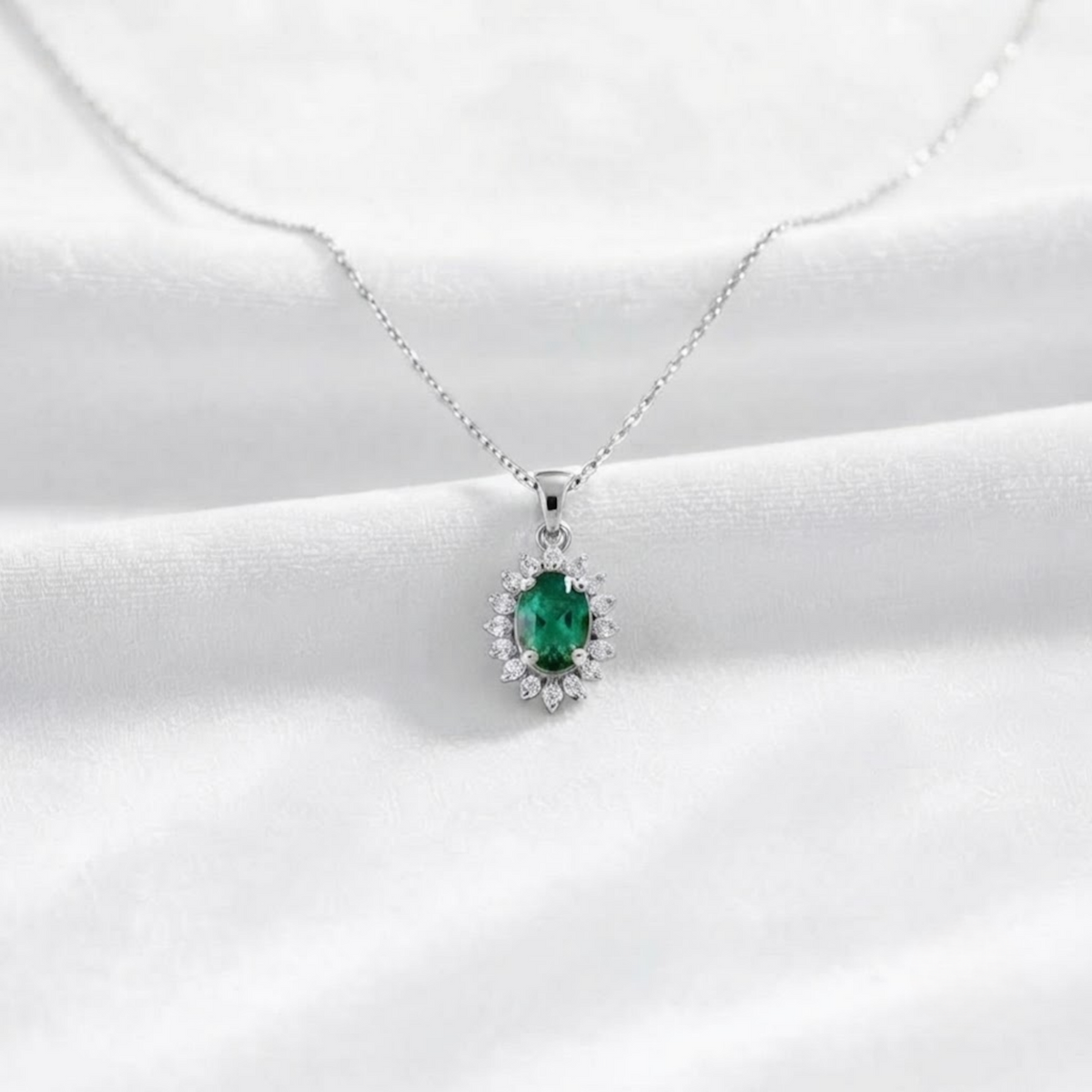 Oval Cut with Halo Lab Diamonds Pendant Necklace