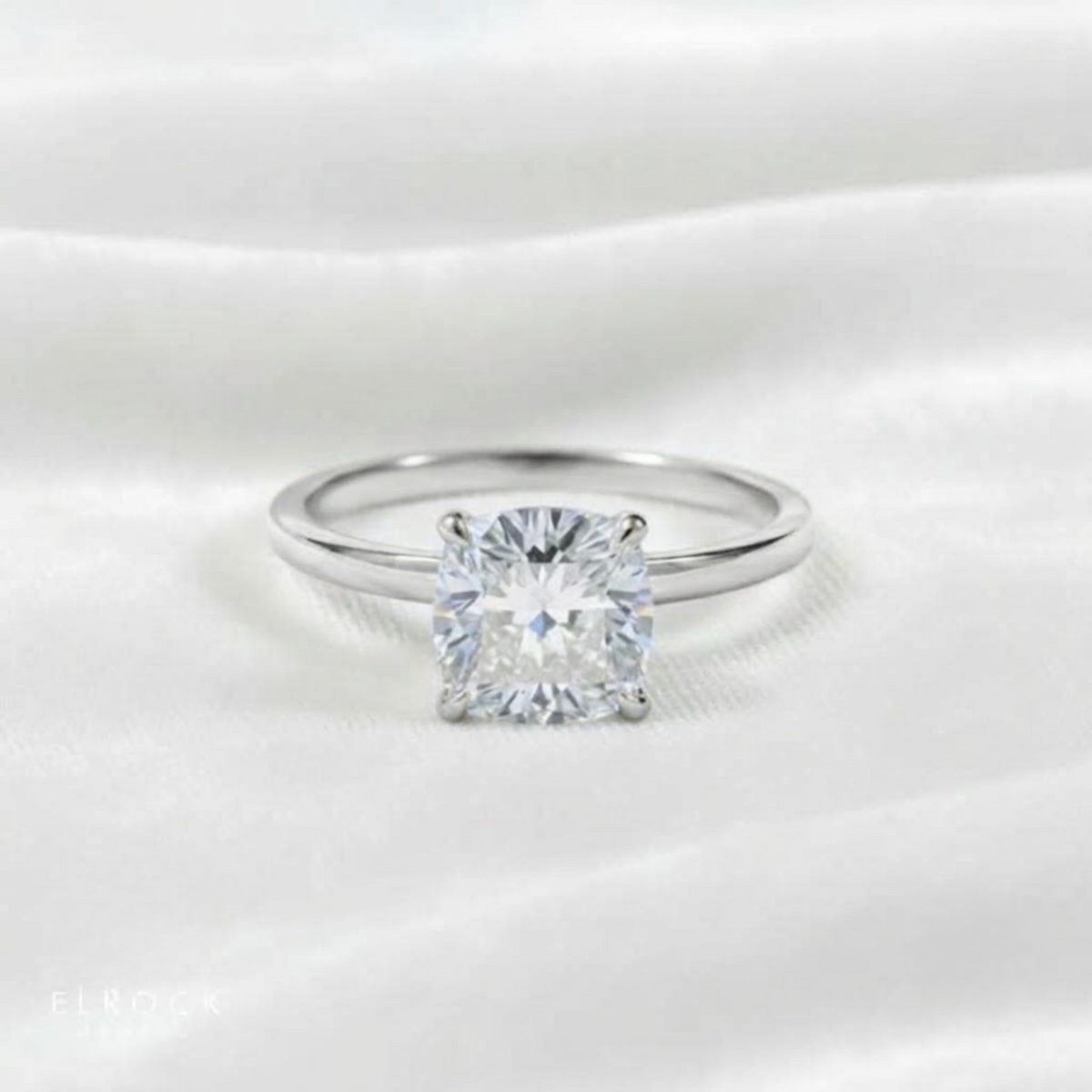 Lab Grown Certified Cushion Cut Diamond Solitaire Engagement Ring