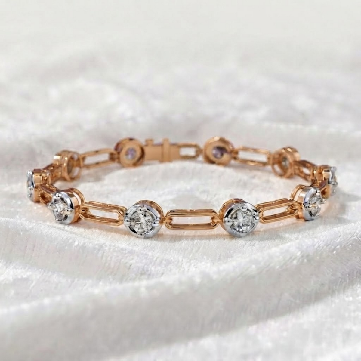 Diamond Paperclip Chain Link Bracelet