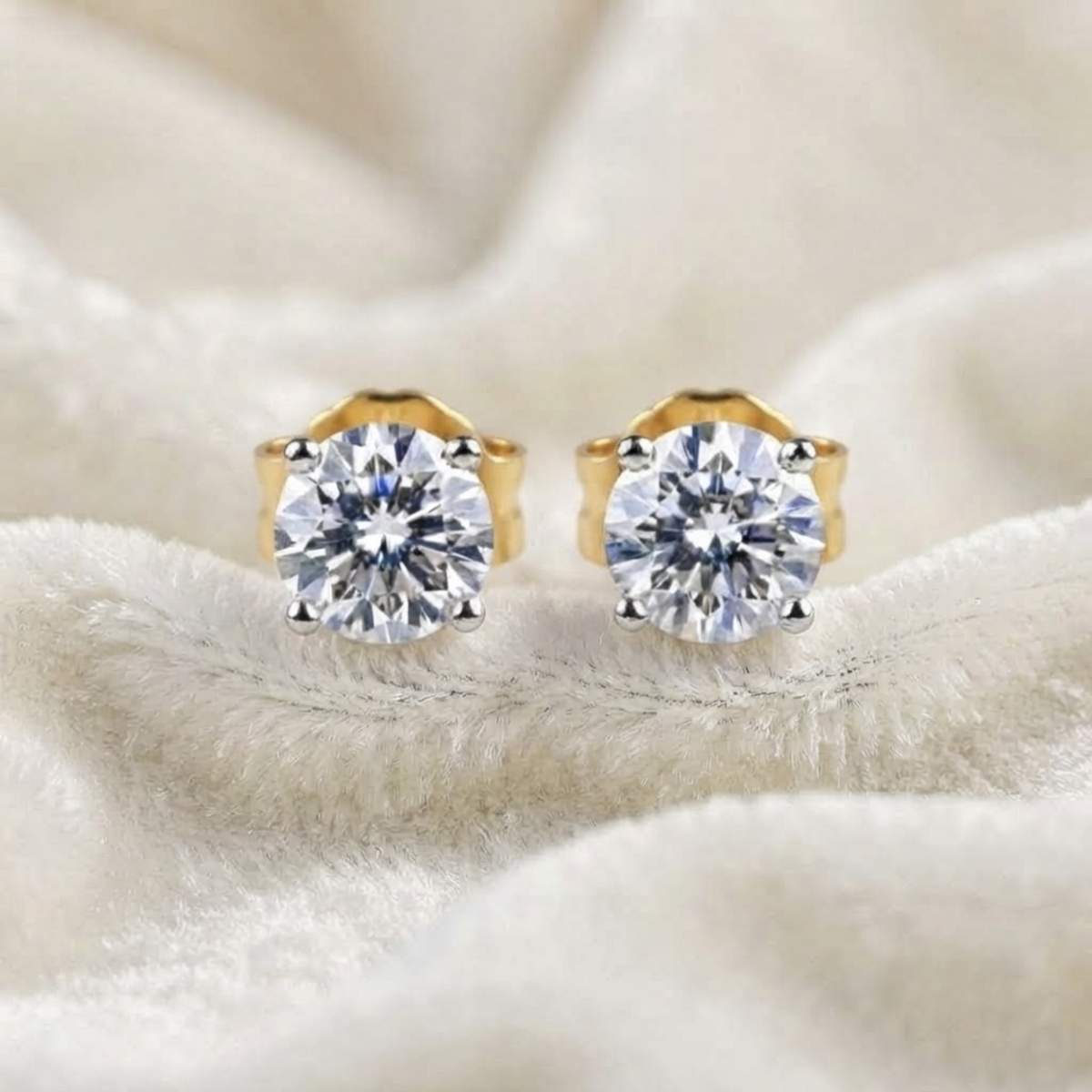 Runde Diamantohrringe Runde Brillanten Ohrstecker