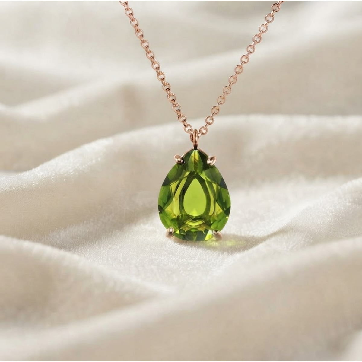 Peridot Pendant Green Peridot Teardrop Necklace