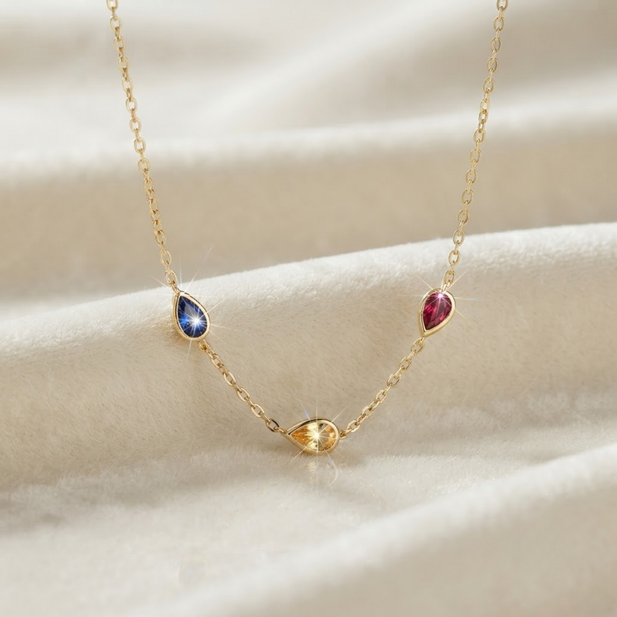 Multi Birthstone Necklace Gemstone in Gold