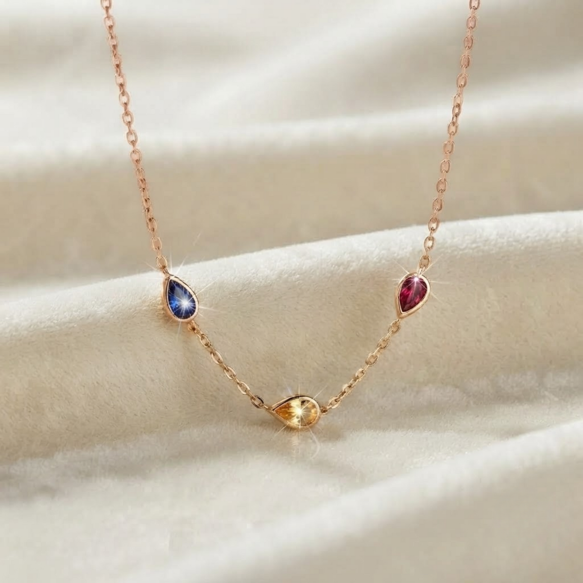 Multi Birthstone Necklace Gemstone in Gold