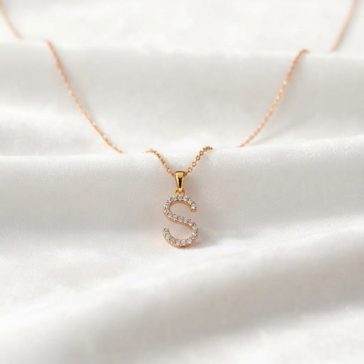 Gold Diamond Letter Charm, Lab Diamond Initial Pendant