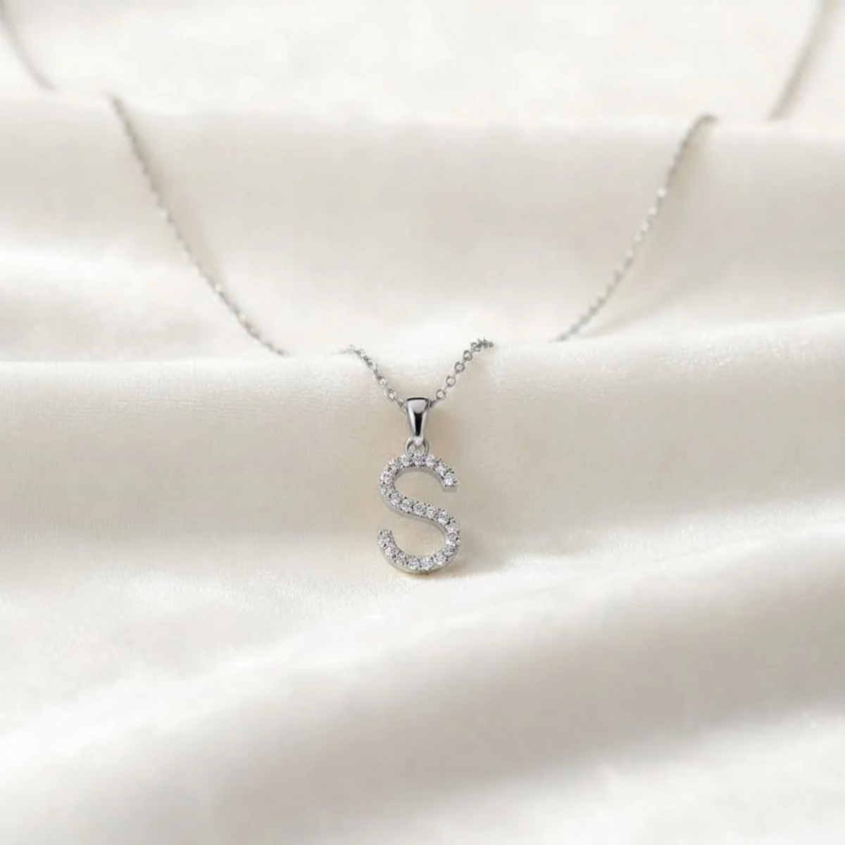 Gold Diamond Letter Charm, Lab Diamond Initial Pendant