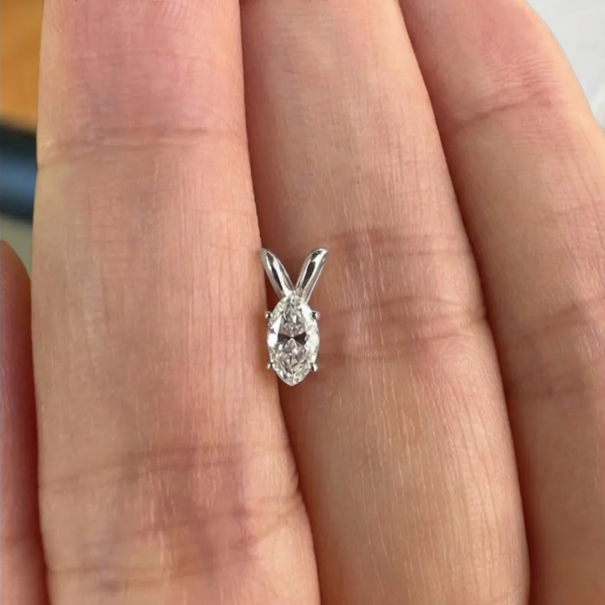 14K Gold Marquise Diamond Pendant