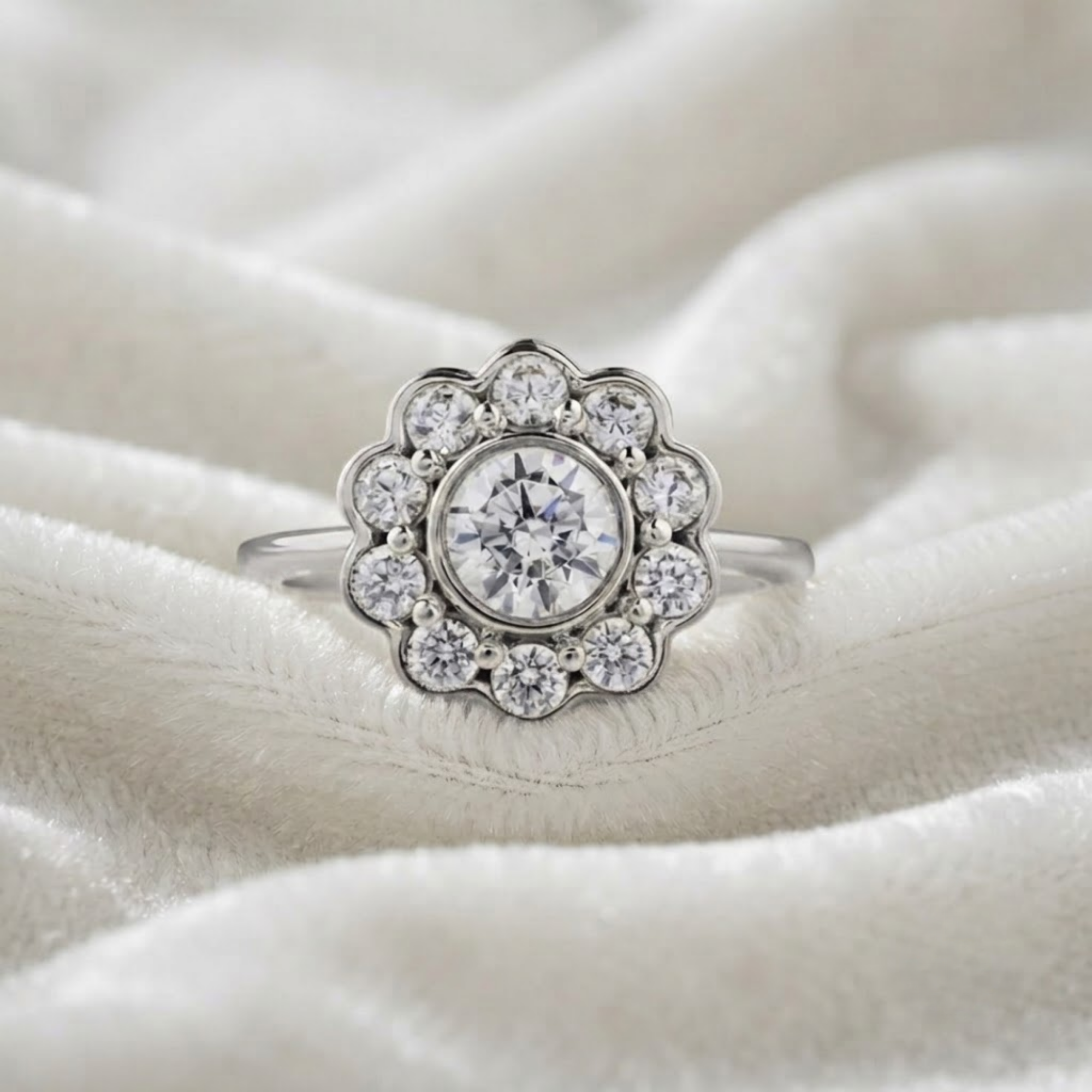 Floral Cluster Lab Grown Diamond Ring