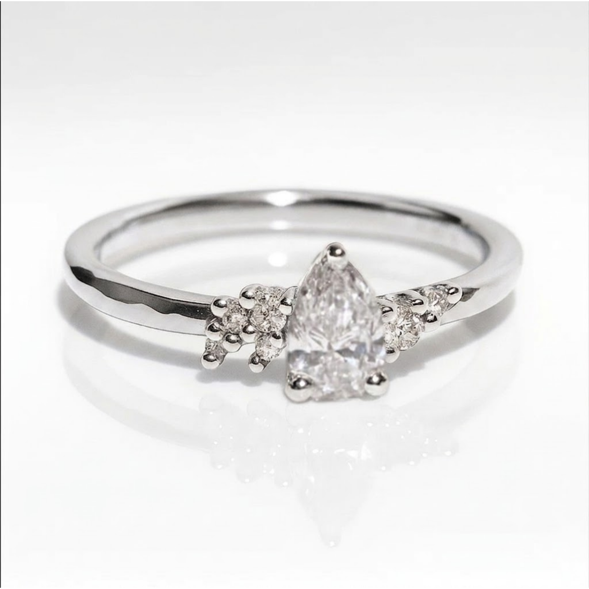 Round Accents Pear Ring