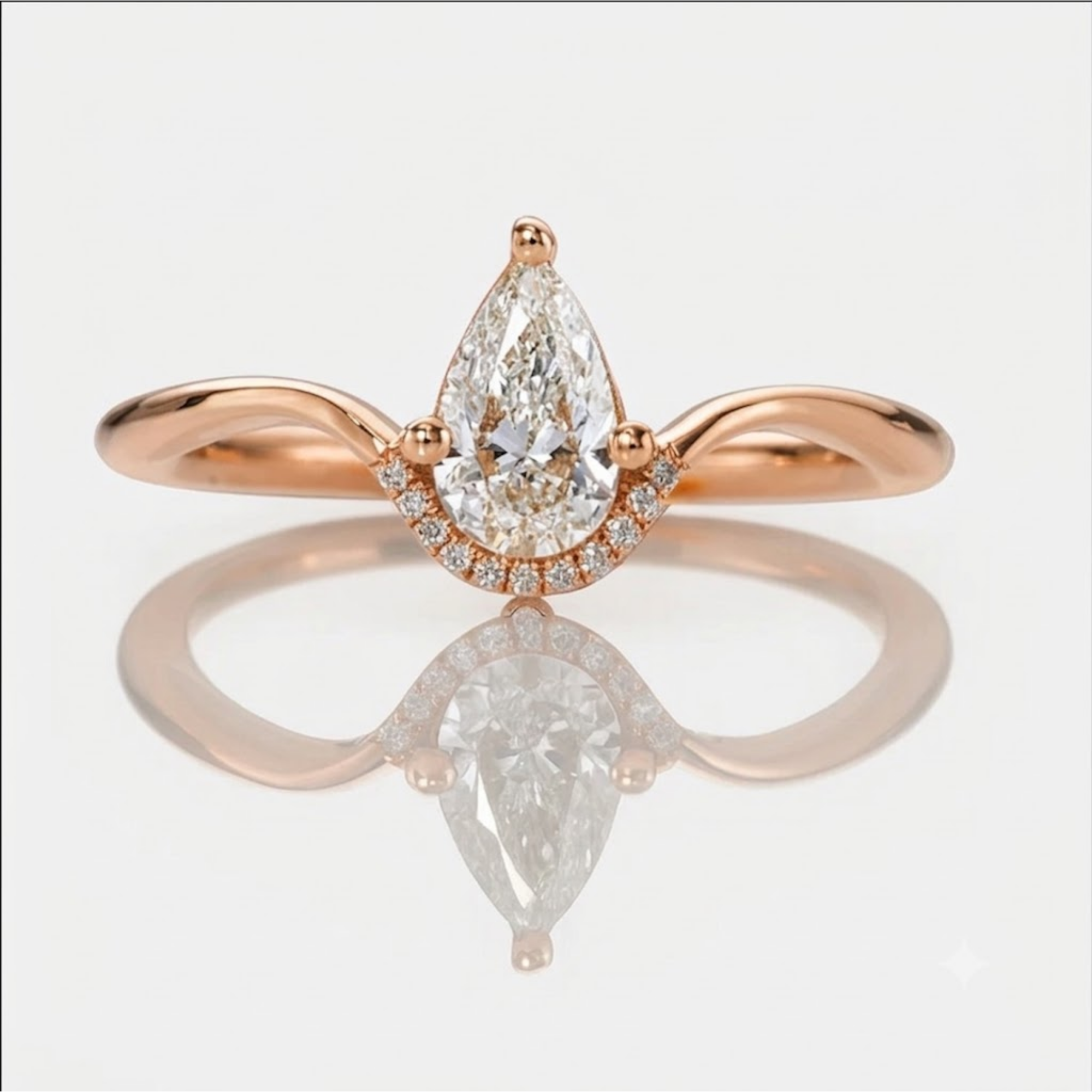 14K Yellow Gold 0.50 Carat Pear Cut Lab Grown Diamond Engagement Ring