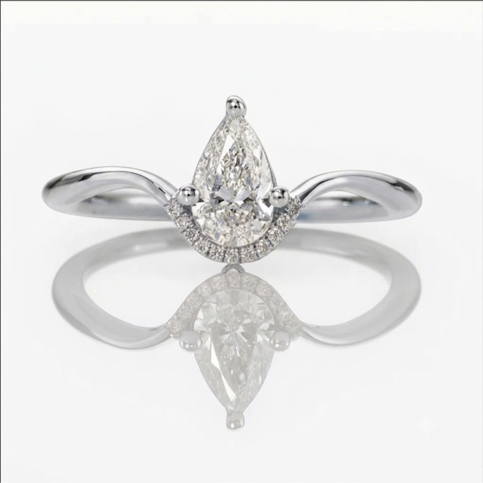 14K Yellow Gold 0.50 Carat Pear Cut Lab Grown Diamond Engagement Ring