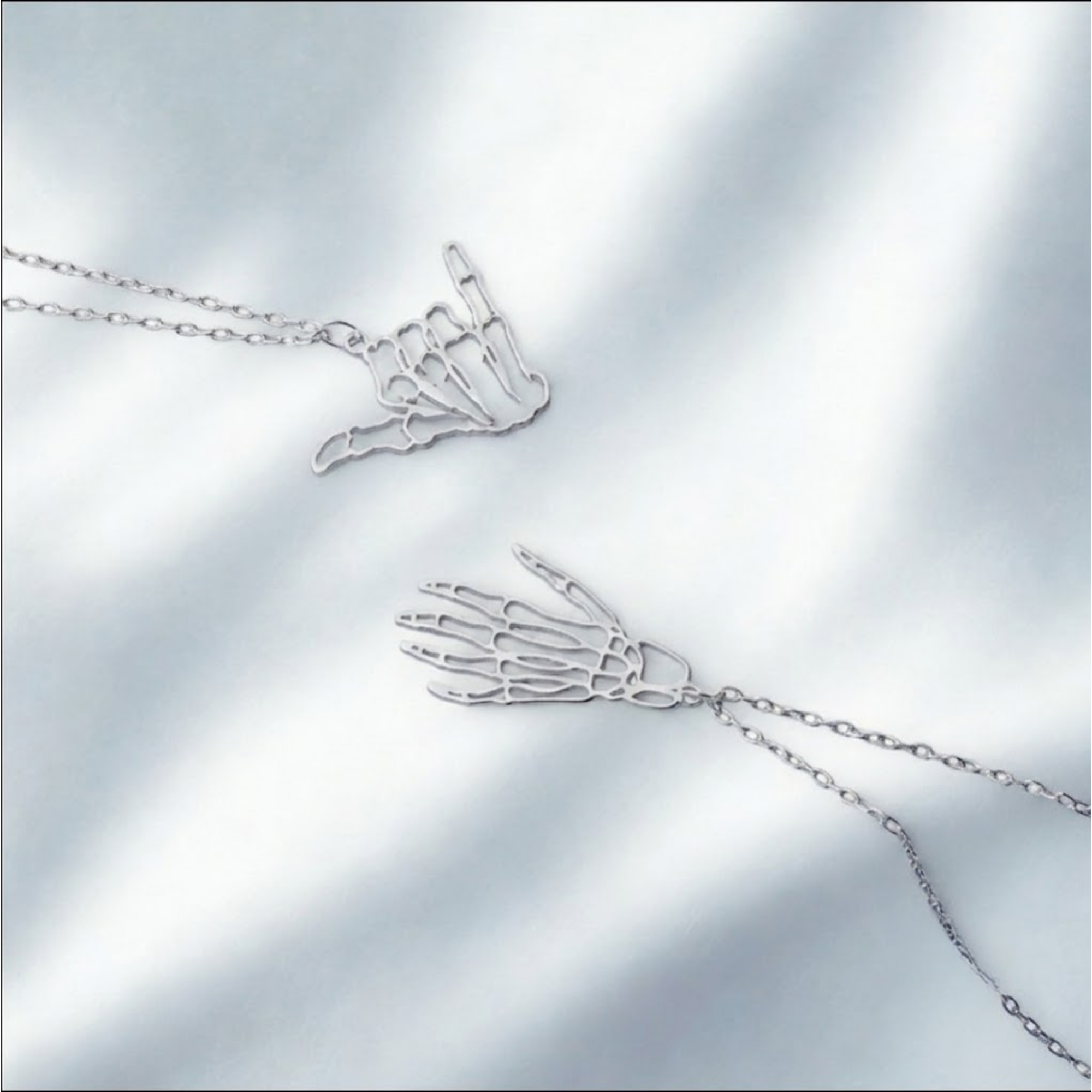 Skeleton Necklace, Hand Signs, Hand Pendant