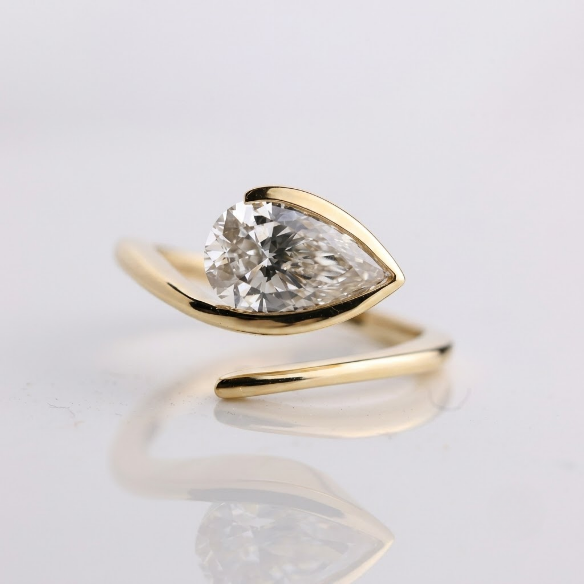 Lab Grown Diamond Half Bezel set Engagement Ring