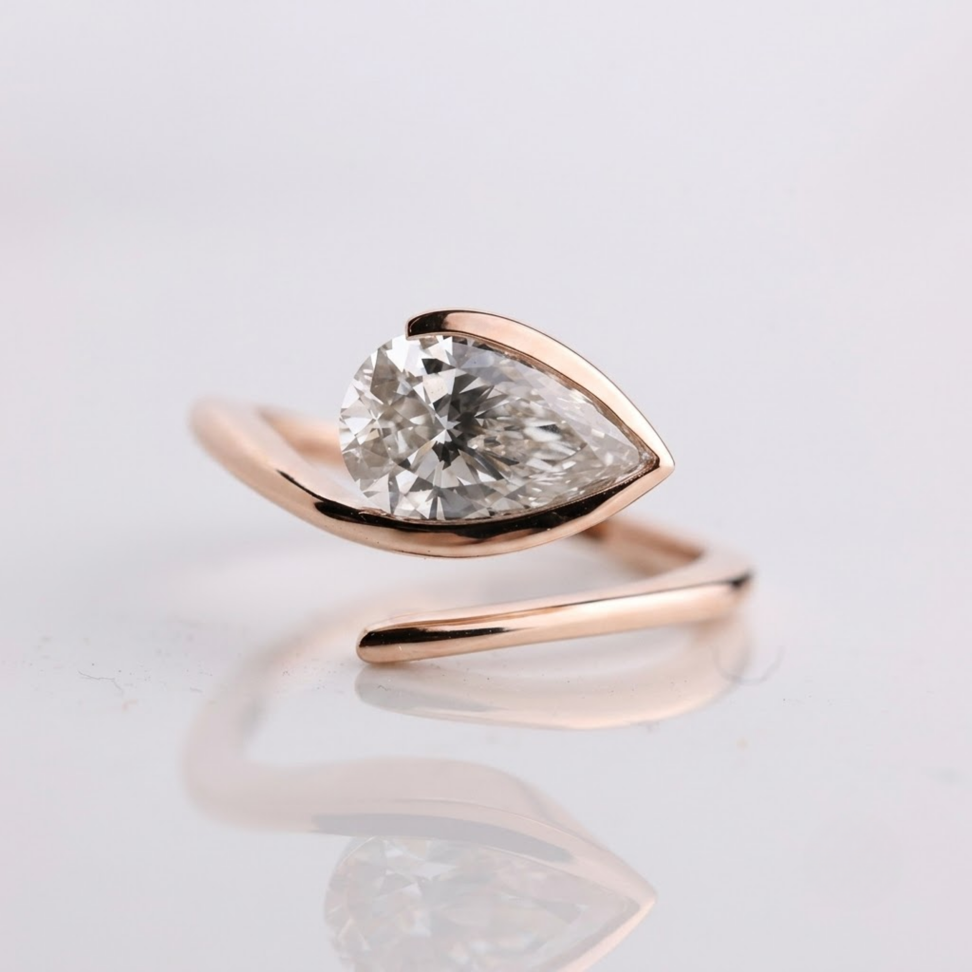 Lab Grown Diamond Half Bezel set Engagement Ring