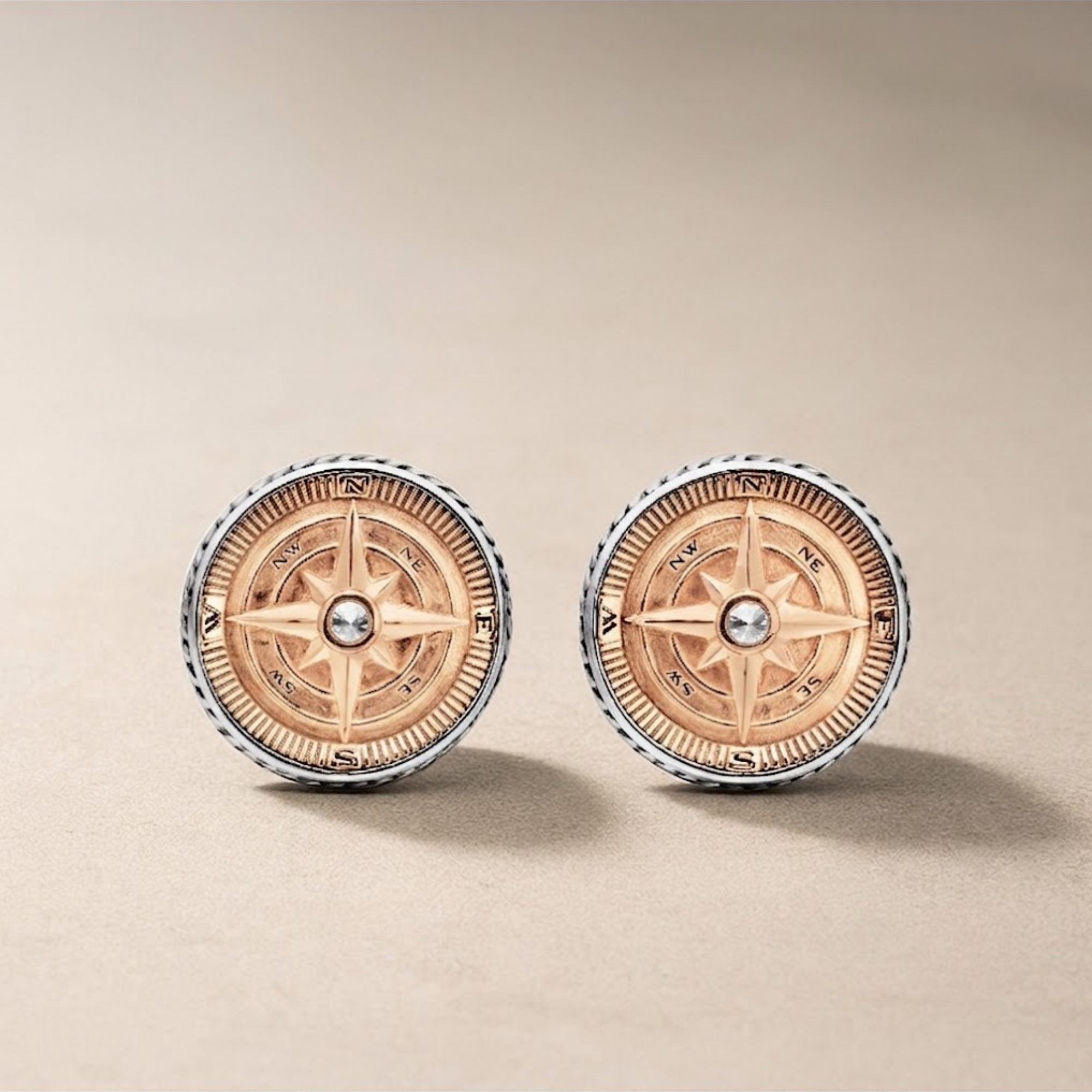 Round Halo Diamond Cufflinks For Men