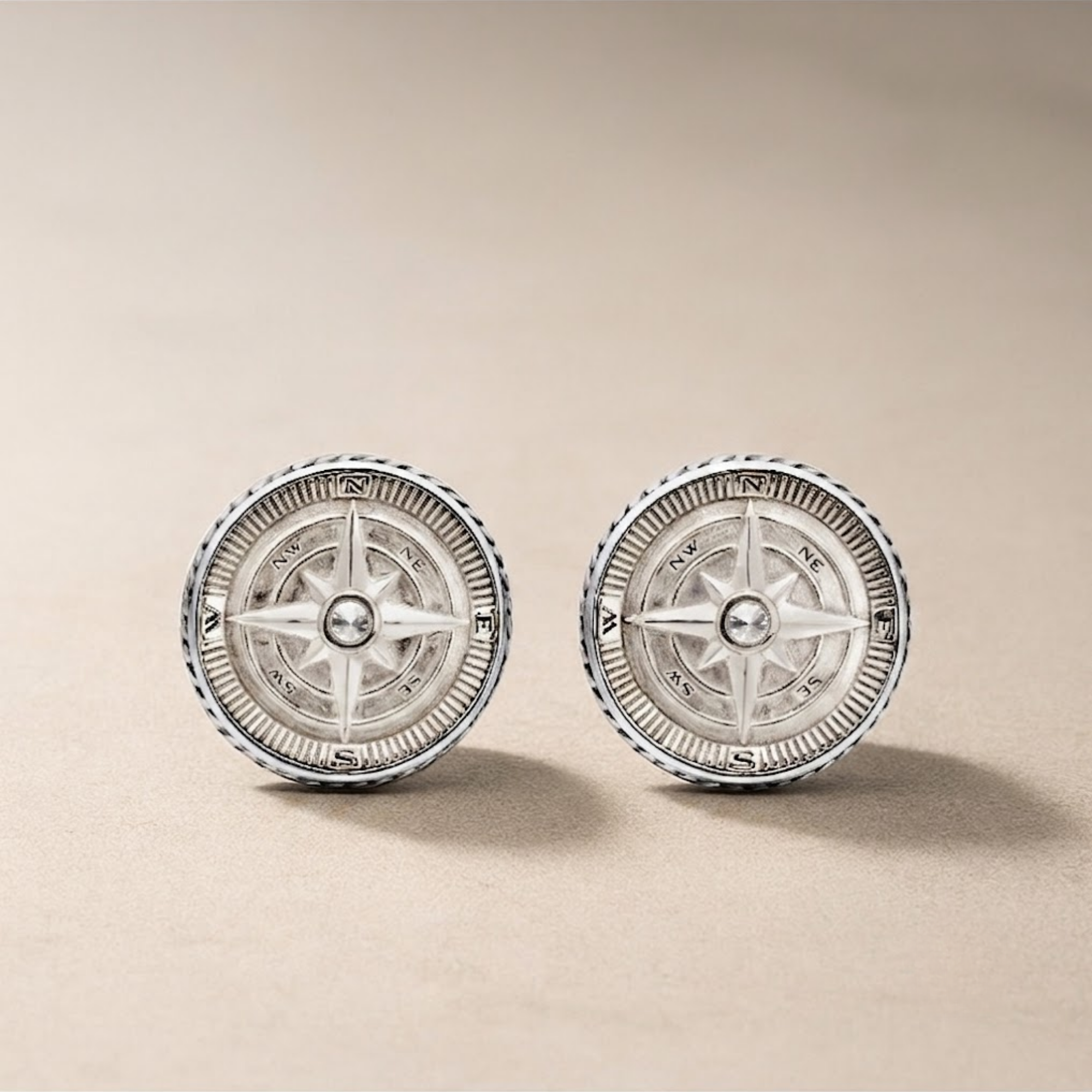 Round Halo Diamond Cufflinks For Men