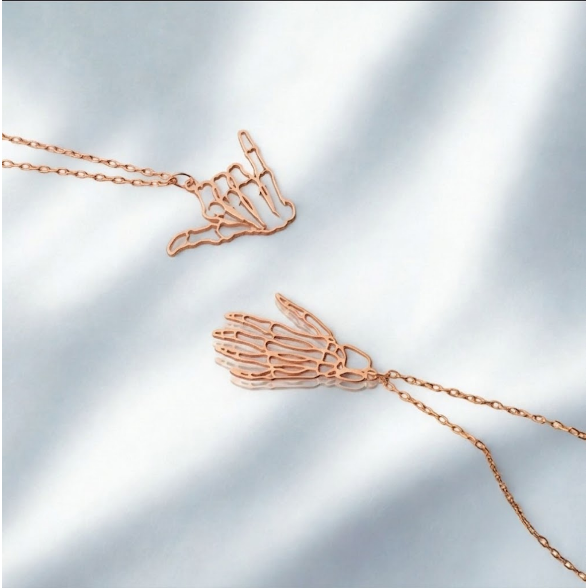 Skeleton Necklace Hand Signs Halloween Jewelry