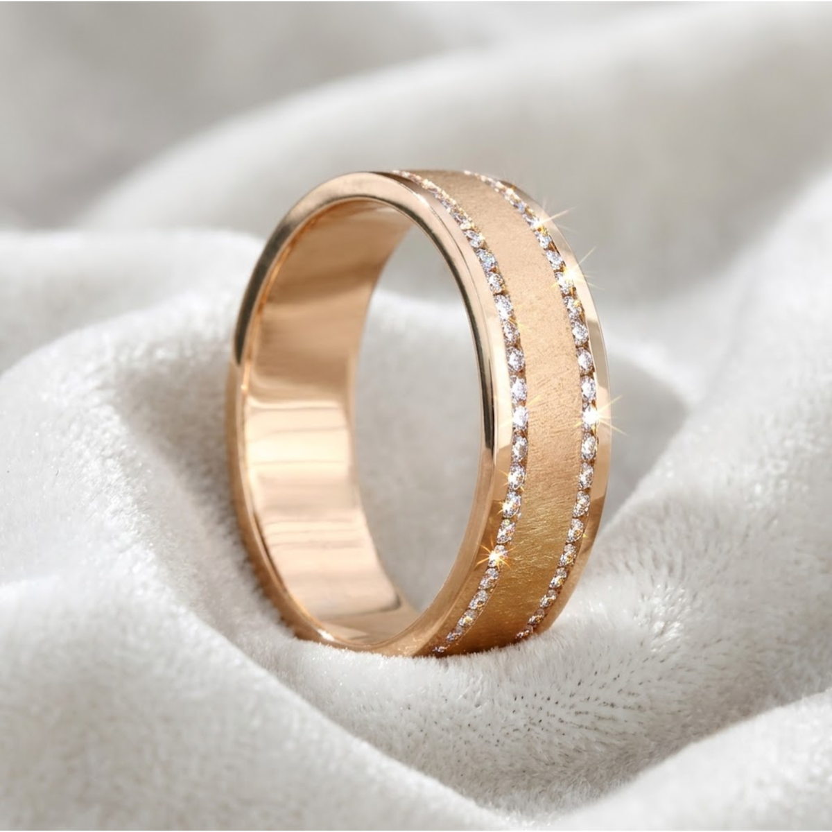 14K Gold 0.68 TCW runder im Labor gezüchteter Diamant-Ehering für Herren