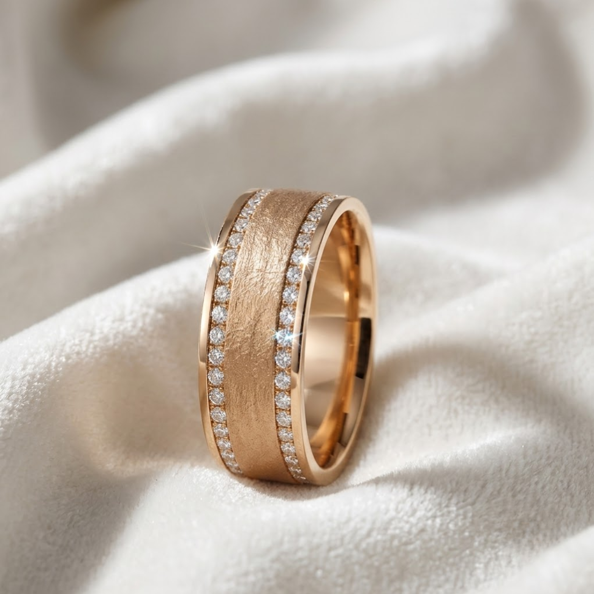 14K Gold 0.68 TCW runder im Labor gezüchteter Diamant-Ehering für Herren