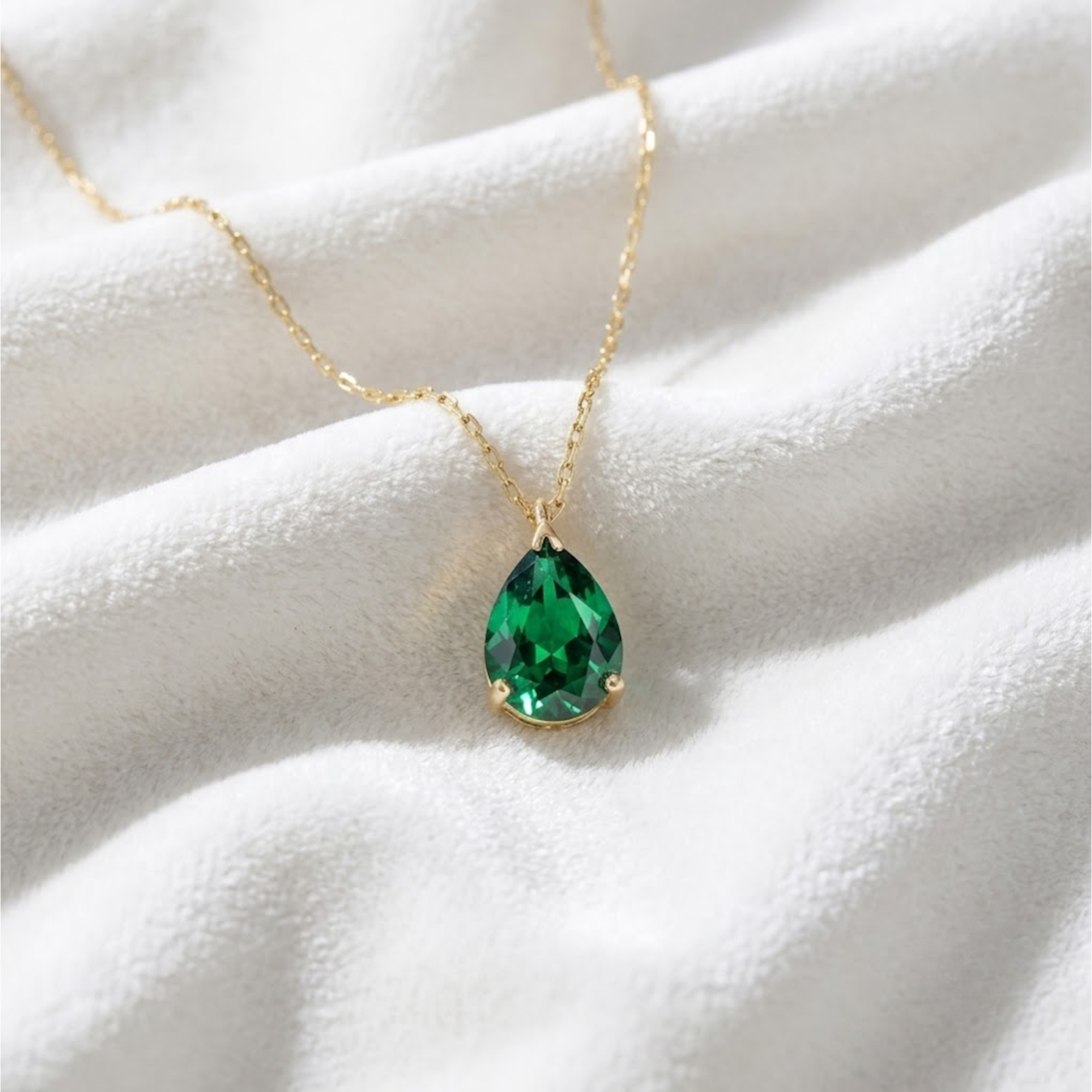 May Birthstone Pendant Emerald Necklace
