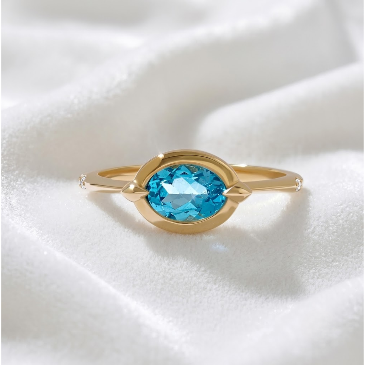 Solitaire Chunky Blue Topaz Anniversary Ring