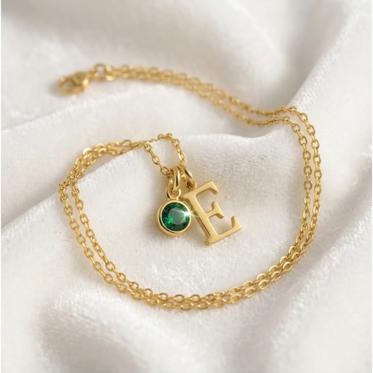 Initial Necklace with Birthstone Custom Initial Necklace