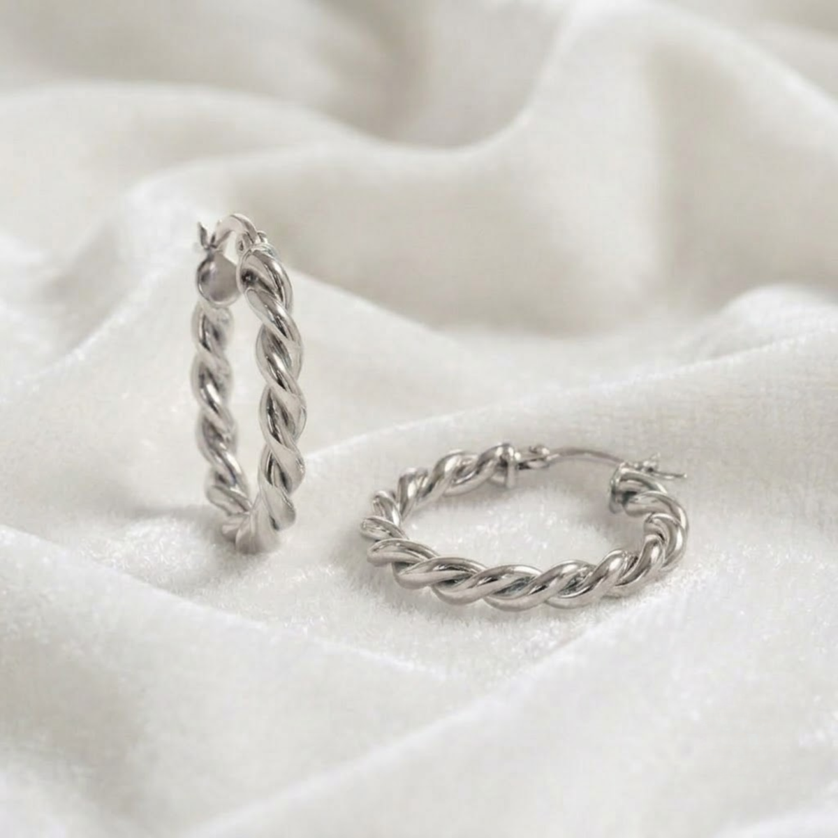14K Gold Twist Seil Ohrringe 20MM Seilkette Creolen