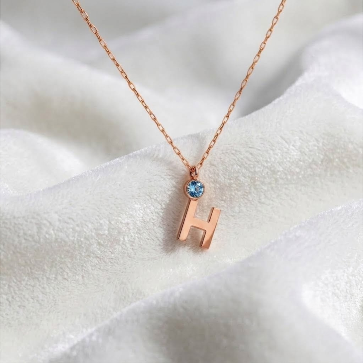 Gold Initial Birthstone Necklace