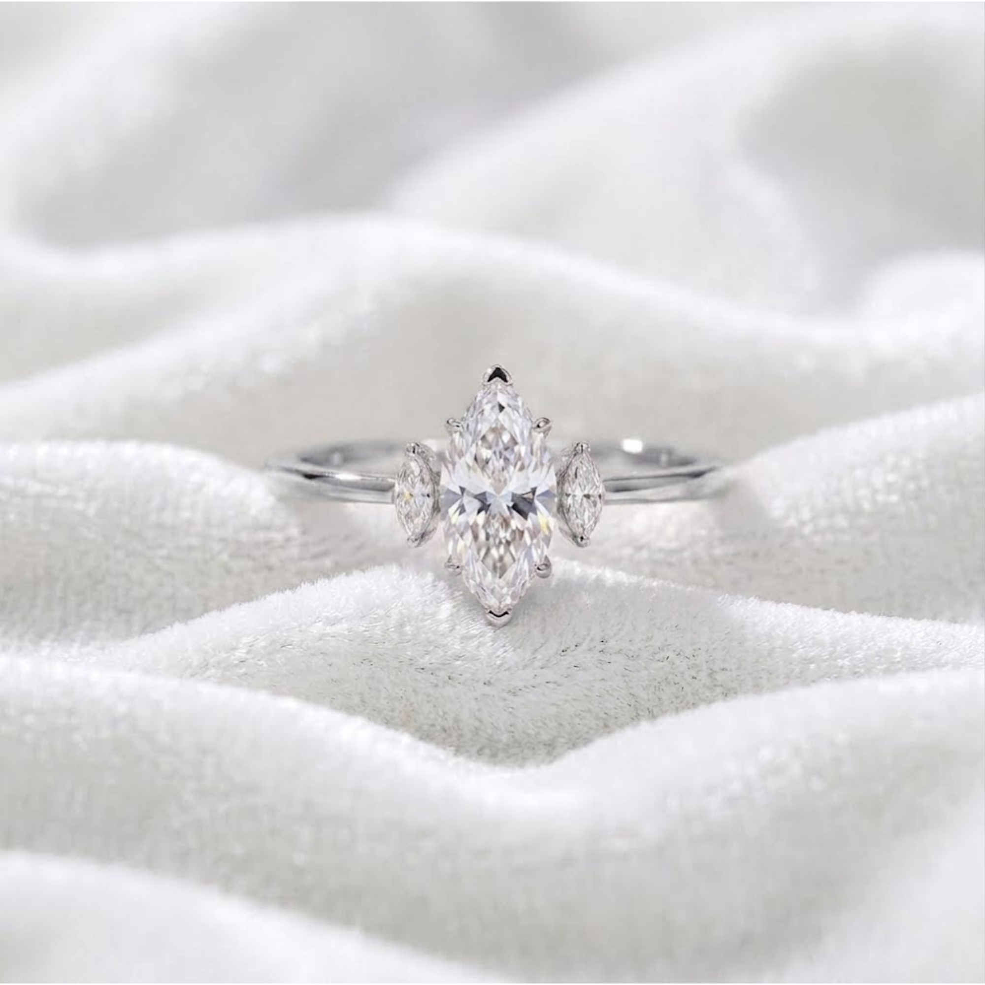 Unique Engagement Marquise Created Solitaire Ring