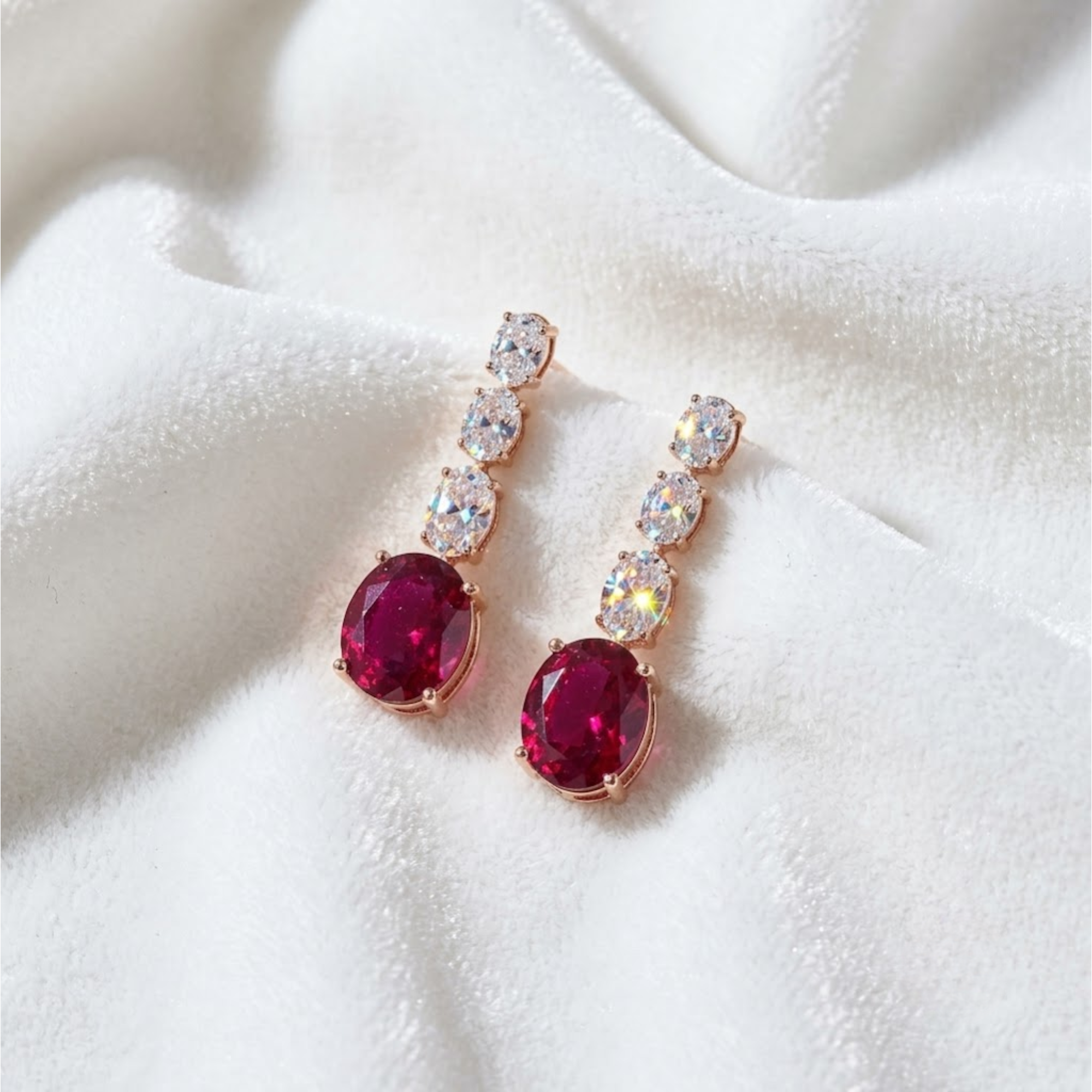 Oval Cut Red Ruby Gemstone Tennis Necklace