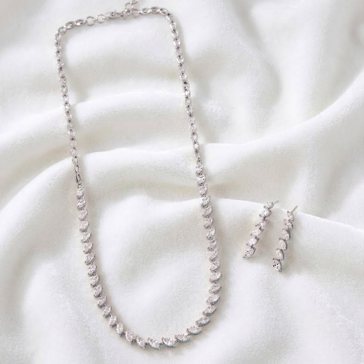 Rose Gold Marquise Cut Diamond Tennis Necklace